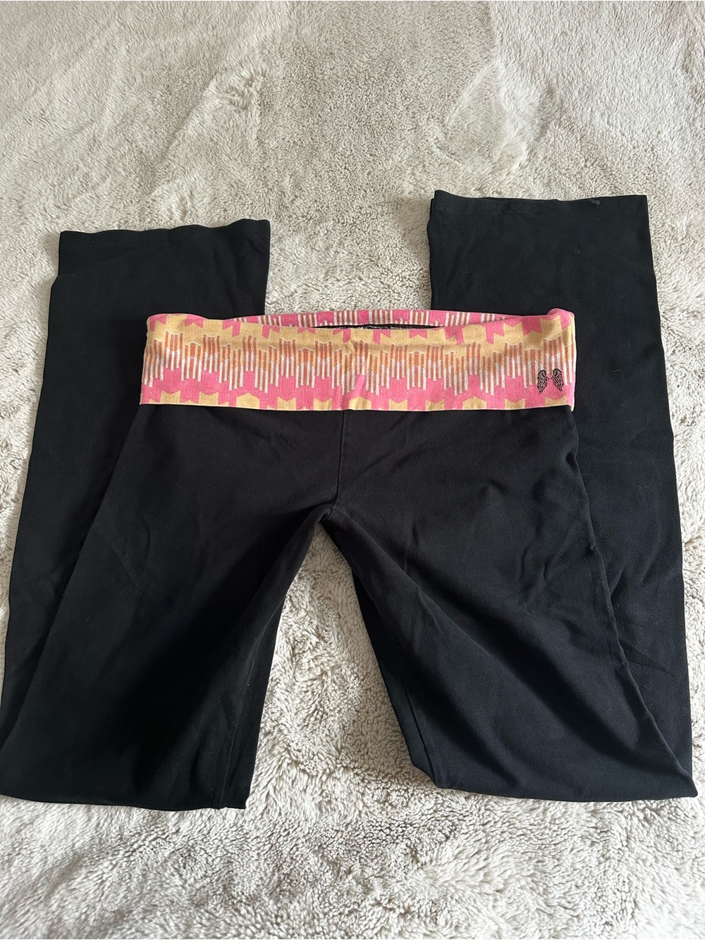 Victoria's Secret Black Leggings with Pink & Gold Waistband